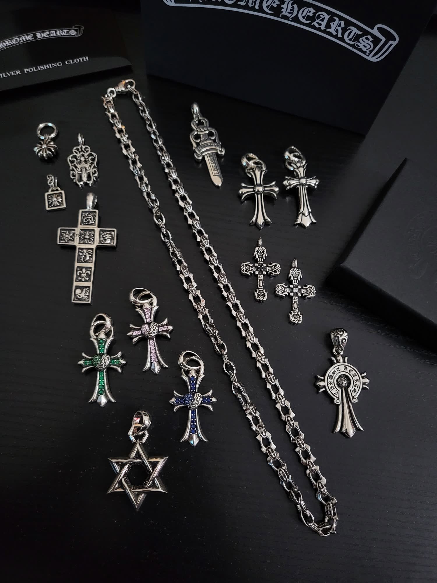 Chrome Hearts Silver Cross Pendant Set